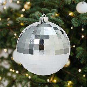 Bola de Natal - Disco Prata - 10cm - 4 unidades - Cromus - Rizzo
