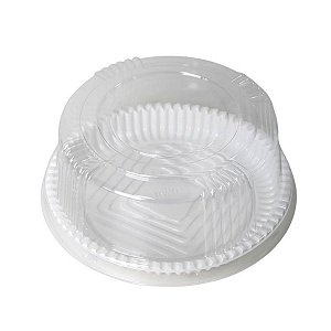 Embalagem Descartável com Tampa Alta Lisa Para Bolos e Tortas - Transparente - Ref.B35AL - 500g - 100 unidades - BWB