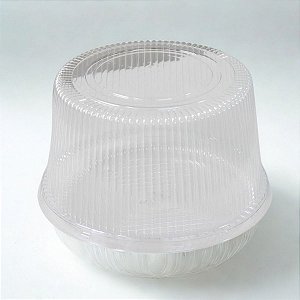 Embalagem Descartável Tampa Alta Ranhurada Para Bolos e Tortas - Transparente - Ref.B32RA - 1kg - 100 unidades - BWB
