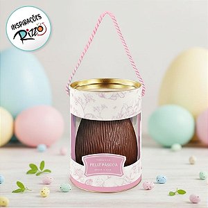 Lata Rigida com Visor e Alça para Ovos de 500g - Clássico Francês Rosa - 13x22cm - 1 unidade - Cromus - Rizzo