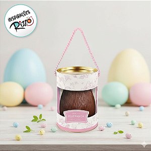 Lata Rigida com Visor e Alça para Ovos de 350g - Clássico Francês Rosa - 10x18cm - 1 unidade - Cromus - Rizzo