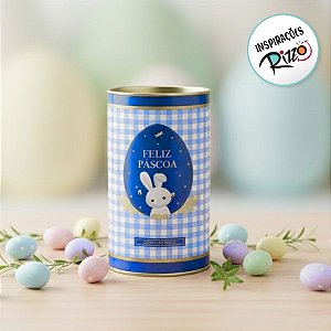 Lata Rigida para Ovos de 250g - Contos De Páscoa - Azul - 9x16cm - 1 unidade - Cromus - Rizzo
