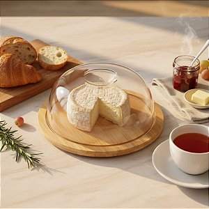 Porta Queijo de Bambu com Tampa - 20,5x20,5x8cm - 1 unidade - Rizzo