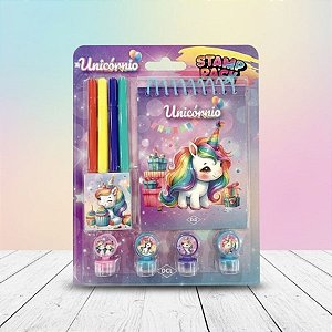 Kit Para Colorir Com Carimbos - Unicórnio - 9 Itens - 1 unidade - DCL - Rizzo