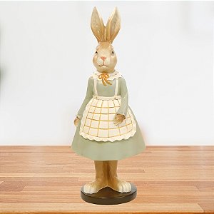 Coelha de Resina Decorativa - Breeze Verde - 8,5x23x6,5cm - 1 unidade - Cromus - Rizzo