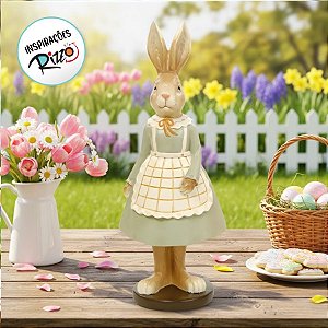 Coelha de Resina Decorativa - Breeze Verde - 8,5x23x6,5cm - 1 unidade - Cromus - Rizzo