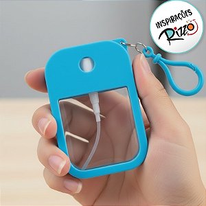 Frasco Spray Portátil Macaron Cartão com Capa de Silicone e Gancho - 50ml - Azul - 1 unidade - Rizzo