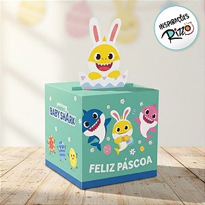Caixa Pop Up - Baby Shark - Feliz Pascoa - M 9x9x11cm - 10 unidades - Cromus - Rizzo