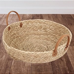 Cesta Decorativa Paracanas em Seagrass com Alça Clara - 34x34x10cm - 1 unidade - Rizzo