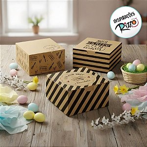 Caixa Divertida para 4 Brigadeiros - Feito com Amor - Sortido - 8,5x8,5x3,5cm - 10 unidades - Cromus - Rizzo