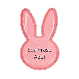 Bandeja Coelho com Frase Personalizado - Rosa - 25x15cm  - 1 unidade - Rizzo