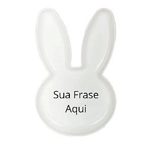 Bandeja Coelho com Frase Personalizado - Branco - 25x15cm  - 1 unidade - Rizzo