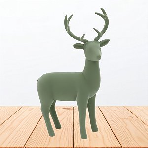 Enfeite Decorativo de Natal de Veludo - Rena Verde - 18x34x7,5cm - 1 unidade - Rizzo