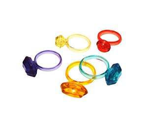Mini Brinquedo Anel Cristal Colorido Sortido - 2,6 x 2,8cm - 50 Unidades - Dodo Brinquedos - Rizzo Embalagens