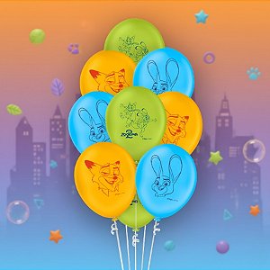 Balão de Festa Decorado 9" 23cm - Zootopia 2 - 25 unidades - Disney Original - Rizzo