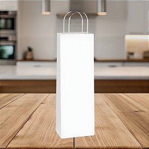 Sacola de Papel Para Garrafa 35x13x8cm - Branco - 10 unidades - Cromus - Rizzo