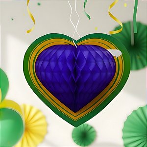 Enfeite Decorativo Para Pendurar - Coração Bandeira do Brasil - 27cm - 1 unidade - GiroToy - Rizzo