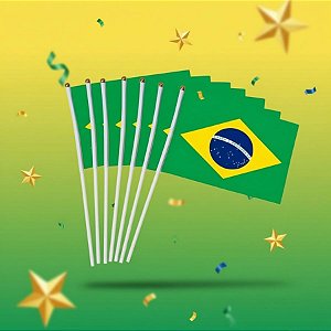 Bandeira do Brasil Para Torcida - Copa do Mundo - 14x21cm - 12 unidades - Rizzo