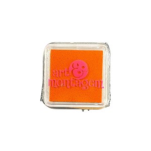 Almofada Para Carimbo em Plástico e Espuma - Carimbeira Laranja - 3x3cm - INK002-6 - 1 unidade - Rizzo