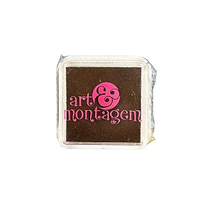 Almofada Para Carimbo em Plástico e Espuma - Carimbeira Marrom - 3x3cm - INK002-4 - 1 unidade - Rizzo