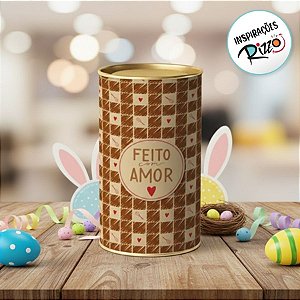 Lata Rigida para Ovos de 350g - Feito com Amor - Marrom - 10x18cm - 1 unidade - Cromus - Rizzo