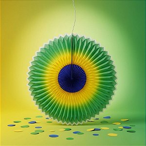 Enfeite Decorativo De Papel Seda Girassol Copa - Bandeira do Brasil - 42cm - 1 unidade - GiroToy - Rizzo