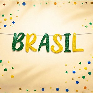 Faixa Decorativa - Brasil - Verde e Amarelo com Glitter - 1,5m - 1 unidade - Cromus - Rizzo