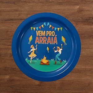 Prato Redondo Azul - Festa Junina São João - 26x26cm - 1 unidade - Rizzo