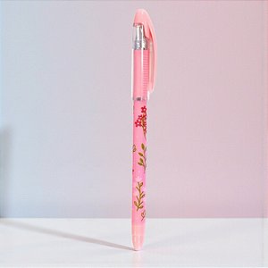 Caneta Grip Floral - Esferográfica Azul - Rosa Claro - 1 unidade - Rizzo