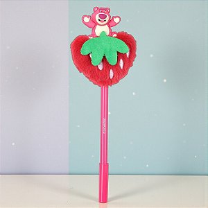 Caneta Lotso Esferográfica Morango de Pelúcia - 19cm - Disney Original - 1 unidade - Rizzo