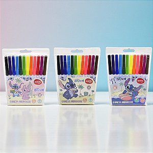 Caneta Hidrocor - Stitch - 12 Cores - Disney Original - 1 unidade - Rizzo