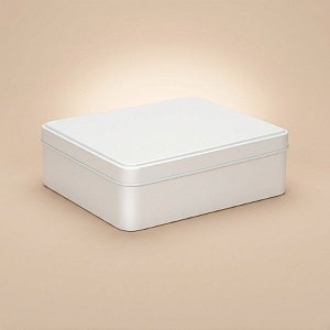 Lata de Metal Retangular - Branca - 14x10x4,5cm - 1 unidade - Rizzo