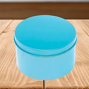 Lata de Metal Redonda - Azul - 7,5x4,5cm - 1 unidade - Rizzo