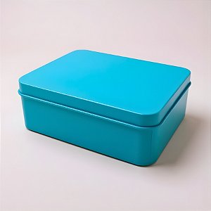 Lata de Metal Retangular - Azul - 19x12x4,5cm - 1 unidade - Rizzo