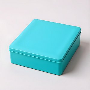 Lata de Metal Quadrada - Azul - 19,5x5,5x19,5cm - 1 unidade - Rizzo