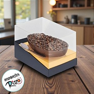 Caixa Specialla para Meio Ovo de 250g - Ouro e Preto - 6 unidades - Cromus - Rizzo