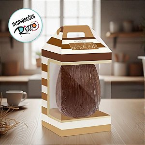 Caixa New Maleta para Ovo de 350g com Visor - Tons de Chocolate - 6 unidades - Cromus - Rizzo