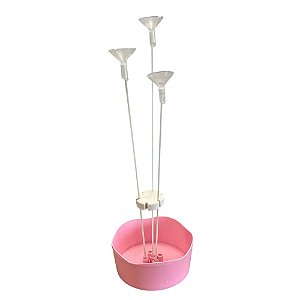 Suporte Para Balões Redondo com 3 Hastes - Rosa - 27cm - 1 unidade - Rizzo