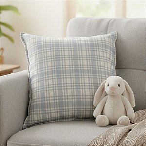 Almofada de Páscoa - Xadrez Azul Bebê e Branco - 43x43cm - 1 unidade - Rizzo