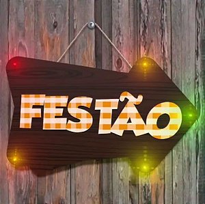 Plaquinha Decorativa com Led Festa Junina em MDF Festão - 1 unidade - Grintoy - Rizzo Festas
