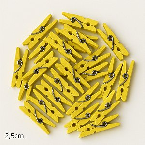 Mini Prendedor de Madeira Amarelo 2,5cm - 50 Unidades - Rizzo