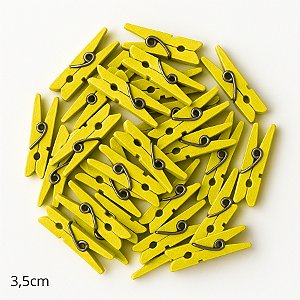 Mini Prendedor de Madeira Amarelo Esverdeado 3,5cm - 50 Unidades - Rizzo