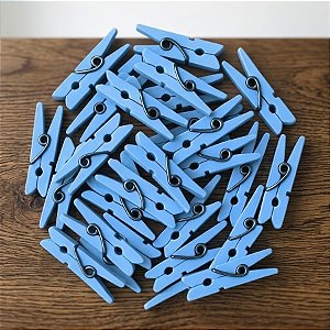 Mini Prendedor de Madeira Azul Claro 3,5cm - 50 Unidades - Rizzo