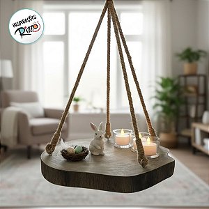 Balanço Rústico Decorativo em Madeira Natural Formato Orgânico - 36,5x31cm - 1 unidade - Cromus - Rizzo