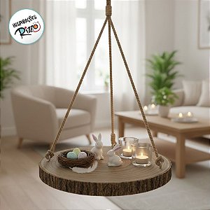 Balanço Rústico Decorativo em Madeira Natural Formato Orgânico - 37,5x36,5cm - 1 unidade - Cromus - Rizzo