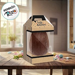 Caixa New Maleta para Ovo de 250g com Visor - Kraft Doçura - 6 unidades - Cromus - Rizzo