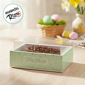 Caixa New Moldura para Meio Ovo 350g com Visor - Quinn Verde - 6 unidades - Cromus - Rizzo