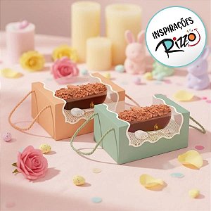 Caixa New Practice Com Alça e Colher para Meio Ovo de 250g - Lavie Composê - Sálvia e Amêndoa - 6 unidades - Cromus - Ri