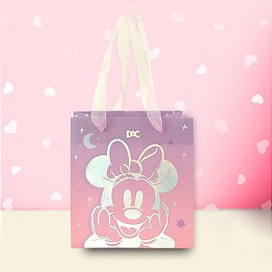 Sacola de Plástico - Minnie Mouse Rosa - 14x13x8cm - Disney Original - 1 unidade - Rizzo