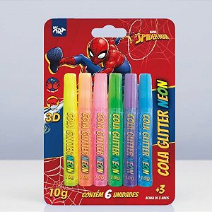 Cola Glitter Neon - Homem Aranha - 6 Cores - Disney Original - 1 unidade - Rizzo